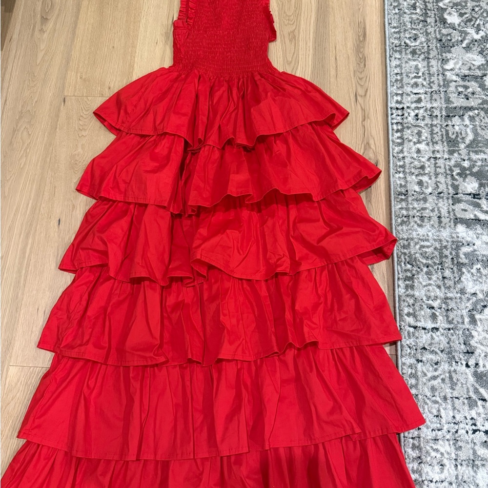 Elegant Red Tiered Dress